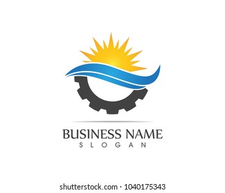 Nature wave setting logo design template