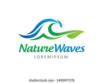 Nature waves logo symbol or icon template