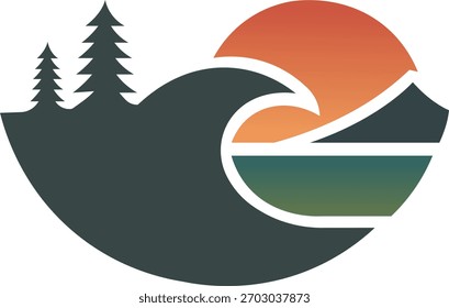 Nature, waves, and sunset harmony logo