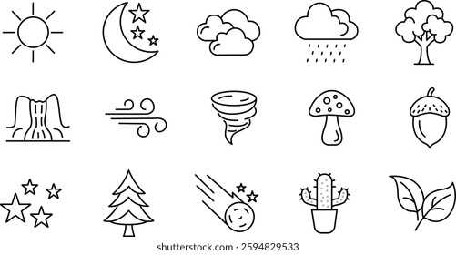 Nature and Weather Icon Collection for Eco and Outdoor Projects.