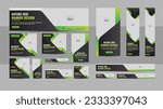 Nature web banner design web template Set, Horizontal header web banner. Modern Gradient green cover header background for website design, Social Media Cover ads banner, flyer, invitation card