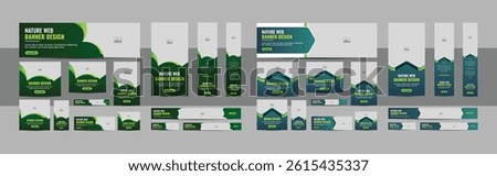 Nature web banner design web template Set, Horizontal header web banner. Modern green cover header background for website design, Social Media Cover ads banner, flyer, invitation card vector eps