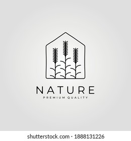 nature wheat plant logo in house vector illustration design