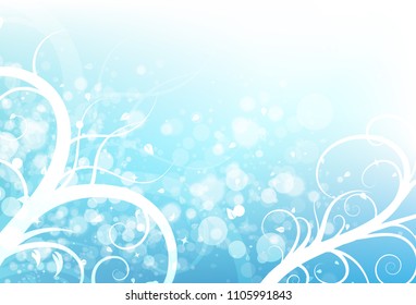 Nature whip and leaves in blurry fresh sky Bokeh stars scatter shiny concept abstract background vector illustration