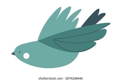 Nature and wilderness, isolated flying bird with feather wings and beak. Flock leaving for warm countries and places, exotic animal, dove or sparrow symbol of peace tranquility. Vector in flat style