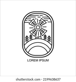 nature windmill on line art logo