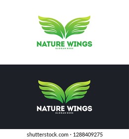 Nature wings logo designs concept vector, Green Wigns logo symbol