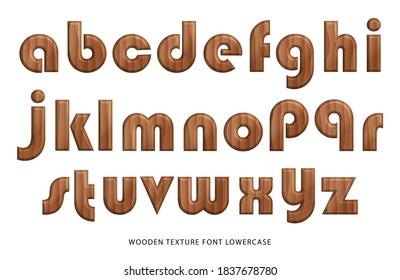 Nature wooden texture font lower case alphabet