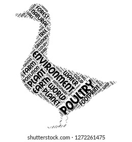 Nature word cloud in the duck shape , vector file for EPS10