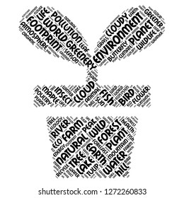 Nature word cloud in the flowerpot shape , vector file for EPS10