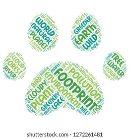 Nature word cloud in the footprint shape , vector file for EPS10