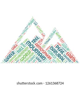 Nature word cloud in green Averest shape, vector file for EPS10