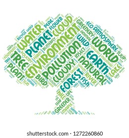 Nube de palabras naturales en forma de árbol verde , archivo vectorial para EPS10
