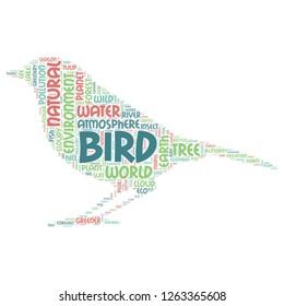 Nature word cloud in the pigeon shape as color, vector file for EPS10