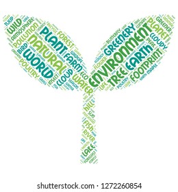 Nature word cloud in the sprout shape , vector file for EPS10