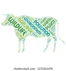 Nature word cloud in the wildlife shape , vector file for EPS10