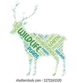 Nature word cloud in the wildlife shape , vector file for EPS10