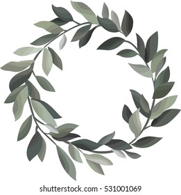 Nature wreath with olive leaves. Stylish vector illustration. Christmas element. Wedding invitation