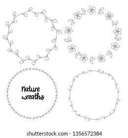 Nature wreaths, set of illustrations, vector