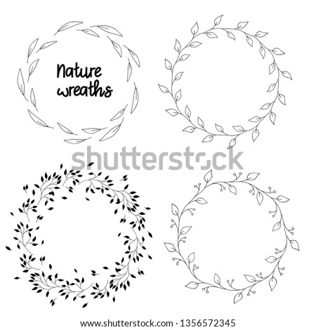 Nature wreaths, set of illustrations, vector
