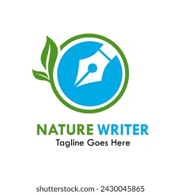 Nature writer design logo template illustration