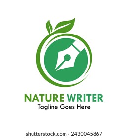 Nature writer design logo template illustration