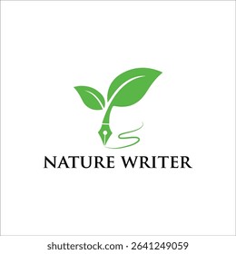 Nature Writer Logo – Eco Pen Leaf Concept Vector Design