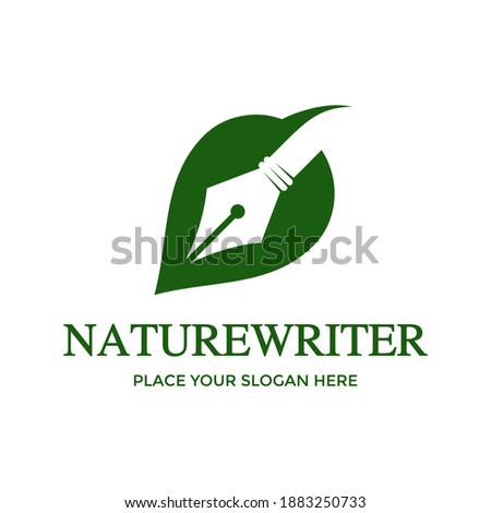 Nature writer vector logo template. This design use pen symbol. Suitable for environment, publisher or business.
