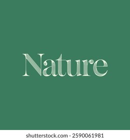 Nature Written Text Typography Vector Illustration Template with Scenic Background Wallpaper for Environmental, Tranquil, and Outdoor Aesthetic Design