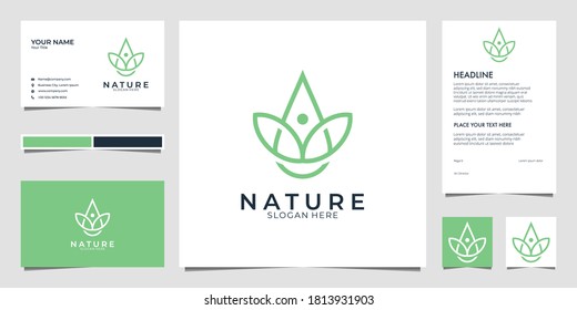 nature yoga logo design and business card