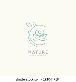 Nature Yoga Logo Design Symbol Template Flat Style Vector Illustration