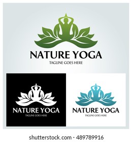 Nature Yoga logo design template ,Leaf logo design concept ,Vector illustration 