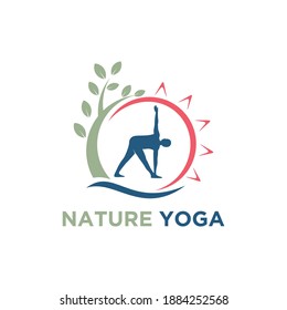 Nature Yoga Logo Design Vector