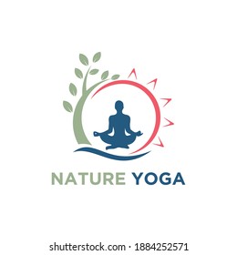 Nature Yoga Logo Design Vector