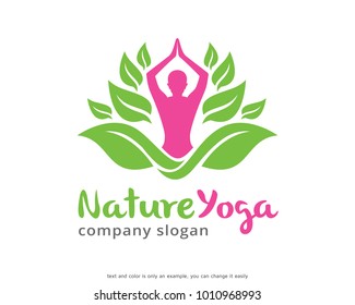 Natur Yoga Logo Template Design Vektor, Emblem, Design Konzept, Kreatives Symbol, Symbol