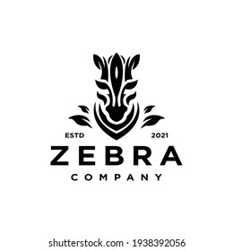 The nature zebra Logo. Creative  combination logo featuring a zebra and leaf. Modern and classic logo combination. Smart logo in black and white