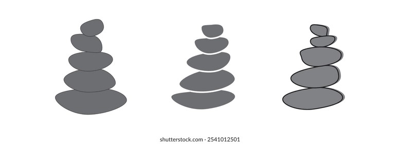  Natur Zen Stein, Spa, Meditation mit linearen Umriss Stil. Stone Stack Logo Symbol Vektor Design Inspiration.