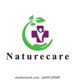 Naturecare Logo with a Cross and Plant Symbolizing Natural Healing and Holistic Wellness Approach Promoting Healthcare