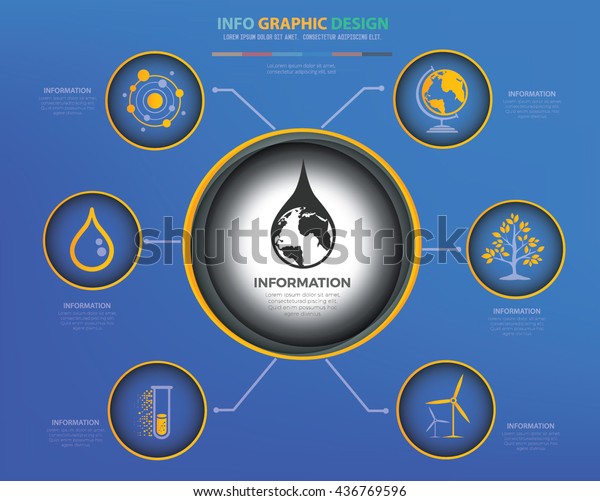 Nature,ecology info graphic design on\
blue\
background,vector