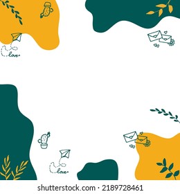 Nature-Inspired Doodle Art: A captivating hand-drawn floral frame in green and leaf colors, forming a beautiful border. Perfect for infusing a touch of nature into your artistic projects