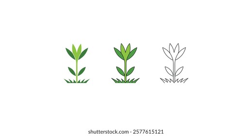 Nature-Inspired Growth Icon Flat, Colored, and Outline Styles