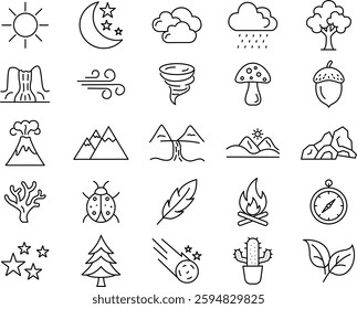 Nature-Inspired Icon Set for Outdoor and Environmental Designs.