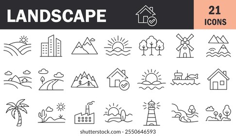 "Nature-Inspired Landscape Minimalist Icon Design"