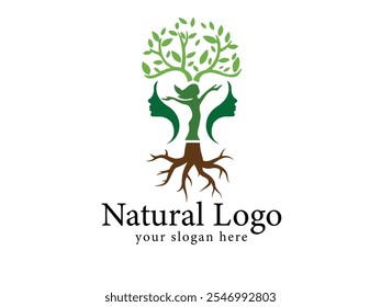 A Nature-Inspired Logo Design Featuring a Harmonious Blend of Organic Shapes and Shades of Green, Reflecting the Beauty and Tranquility of the Natural World