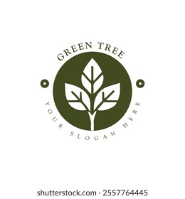 A nature-inspired logo featuring a green tree, symbolizing growth, sustainability, and environmental consciousness.