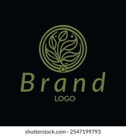 A nature-inspired logo with a minimalist design. The circular icon featuring abstract leaves symbolizes creativity, sustainability, and harmony. Perfect for brands emphasizing eco-friendly, handmade, 