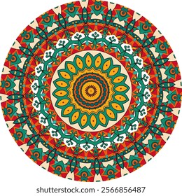 Nature-Inspired Mandala with Floral Motifs and Warm Color Layers