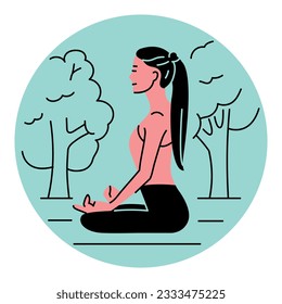 Nature-inspired meditation color concept. Digital illustration for web page, mobile app, promo.