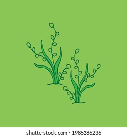Nature's Elegance: Embrace the beauty of nature with this hand-drawn vector featuring a green leaf isolated on a vibrant green background. The intricate details capture the essence of natural elegance