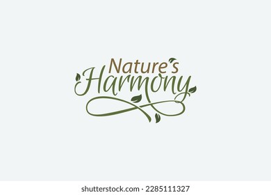 nature's harmony logo with a combination of beautiful nature's harmony lettering and floral elements.